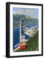 Tram over Juneau, Alaska-Lantern Press-Framed Art Print