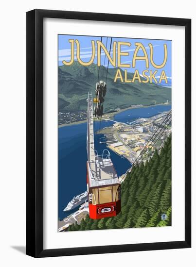 Tram over Juneau, Alaska-Lantern Press-Framed Art Print