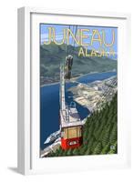 Tram over Juneau, Alaska-Lantern Press-Framed Art Print