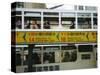 Tram Passing Pick up Stop, Hong Kong, China, Asia-Fraser Hall-Stretched Canvas