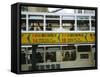 Tram Passing Pick up Stop, Hong Kong, China, Asia-Fraser Hall-Framed Stretched Canvas