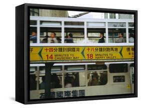 Tram Passing Pick up Stop, Hong Kong, China, Asia-Fraser Hall-Framed Stretched Canvas