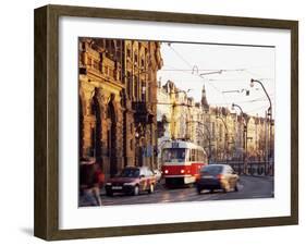 Tram, Prague, Czech Republic-Richard Nebesky-Framed Photographic Print