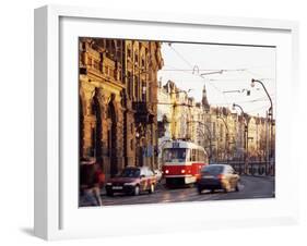 Tram, Prague, Czech Republic-Richard Nebesky-Framed Photographic Print