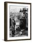 Tram Streetca in the 40's in Holland and a Man Out for a Walk with His Rooster-null-Framed Photo