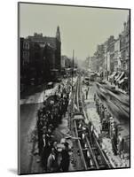 Tramline Being Laid in the Middle of the Road, Whitechapel High Street, London, 1929-null-Mounted Photographic Print