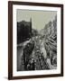 Tramline Being Laid in the Middle of the Road, Whitechapel High Street, London, 1929-null-Framed Photographic Print