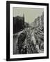 Tramline Being Laid in the Middle of the Road, Whitechapel High Street, London, 1929-null-Framed Photographic Print