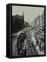 Tramline Being Laid in the Middle of the Road, Whitechapel High Street, London, 1929-null-Framed Stretched Canvas