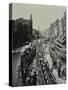 Tramline Being Laid in the Middle of the Road, Whitechapel High Street, London, 1929-null-Stretched Canvas