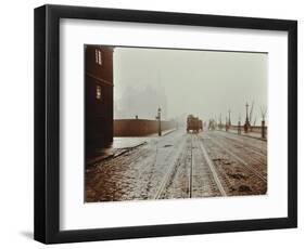 Tramlines and Vehicles on the Albert Embankment, Lambeth, London, 1909-null-Framed Photographic Print