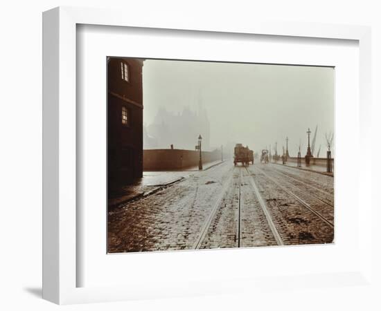 Tramlines and Vehicles on the Albert Embankment, Lambeth, London, 1909-null-Framed Photographic Print