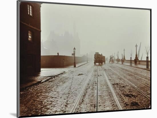 Tramlines and Vehicles on the Albert Embankment, Lambeth, London, 1909-null-Mounted Photographic Print