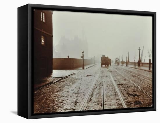 Tramlines and Vehicles on the Albert Embankment, Lambeth, London, 1909-null-Framed Stretched Canvas