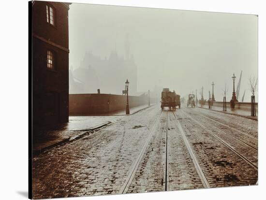 Tramlines and Vehicles on the Albert Embankment, Lambeth, London, 1909-null-Stretched Canvas