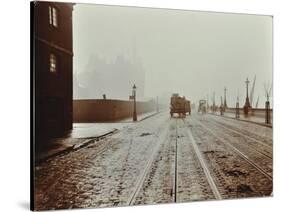 Tramlines and Vehicles on the Albert Embankment, Lambeth, London, 1909-null-Stretched Canvas