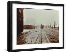 Tramlines and Vehicles on the Albert Embankment, Lambeth, London, 1909-null-Framed Premium Photographic Print