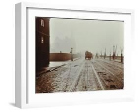 Tramlines and Vehicles on the Albert Embankment, Lambeth, London, 1909-null-Framed Premium Photographic Print