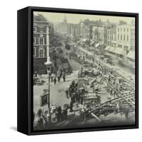 Tramlines Being Laid, Whitechapel High Street, London, 1929-null-Framed Stretched Canvas