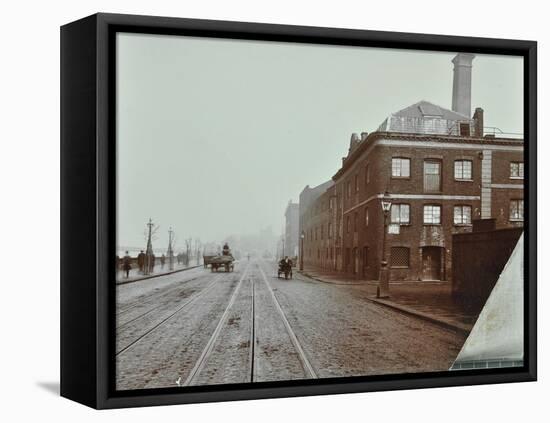 Tramlines on the Albert Embankment, Lambeth, London, 1909-null-Framed Stretched Canvas