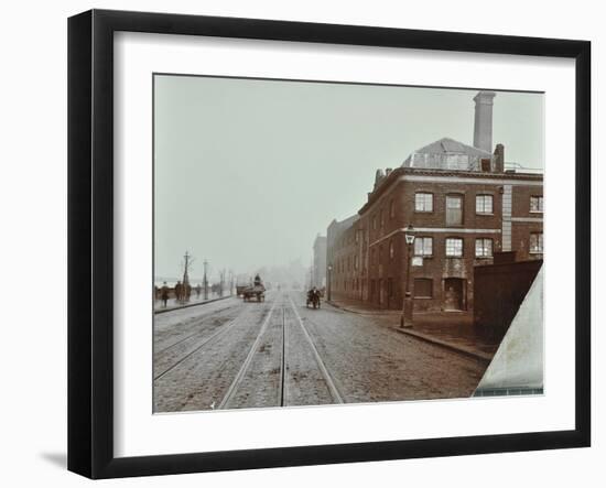 Tramlines on the Albert Embankment, Lambeth, London, 1909-null-Framed Premium Photographic Print