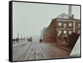Tramlines on the Albert Embankment, Lambeth, London, 1909-null-Framed Stretched Canvas