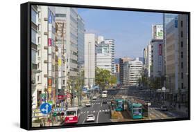 Trams and Traffic, Hiroshima, Hiroshima Prefecture, Japan-Ian Trower-Framed Stretched Canvas