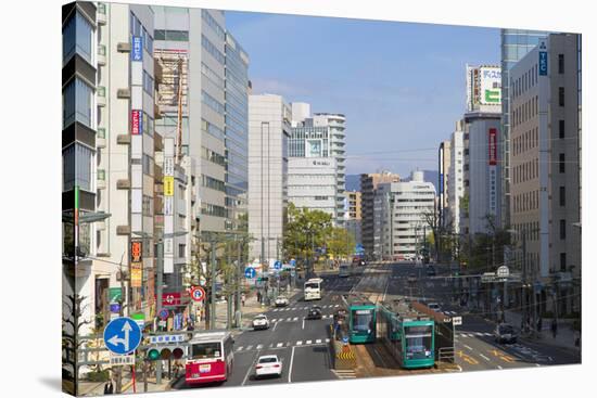 Trams and Traffic, Hiroshima, Hiroshima Prefecture, Japan-Ian Trower-Stretched Canvas