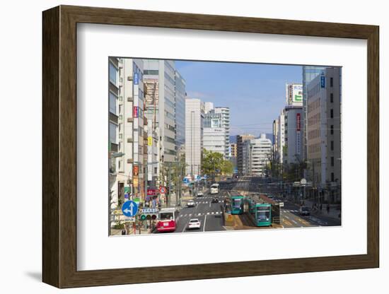 Trams and Traffic, Hiroshima, Hiroshima Prefecture, Japan-Ian Trower-Framed Photographic Print