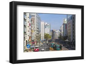 Trams and Traffic, Hiroshima, Hiroshima Prefecture, Japan-Ian Trower-Framed Photographic Print