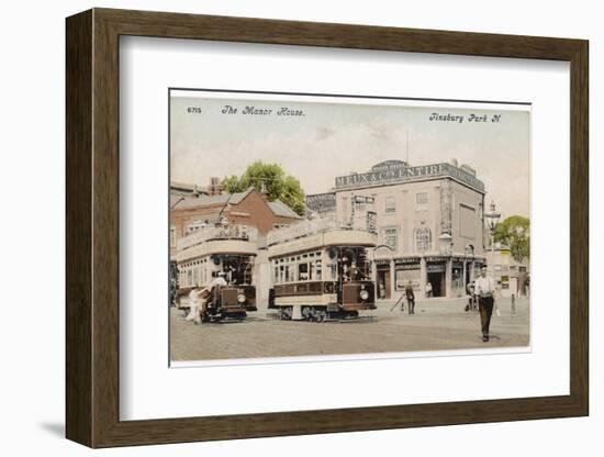 Trams at Finsbury Park London 'The Boy Stood on the Tramway Line the Driver Rang His Bell-null-Framed Photographic Print