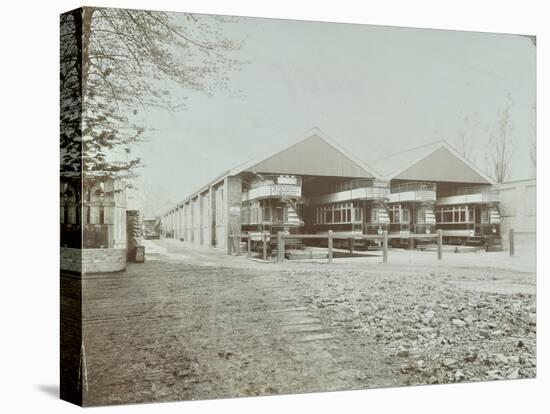 Trams in Balham Car Shed, Wandsworth, London, 1903-null-Stretched Canvas