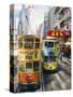 Trams in Wan Chai (Wanchai), Hong Kong, China-Charles Bowman-Stretched Canvas