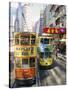 Trams in Wan Chai (Wanchai), Hong Kong, China-Charles Bowman-Stretched Canvas