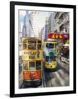 Trams in Wan Chai (Wanchai), Hong Kong, China-Charles Bowman-Framed Photographic Print