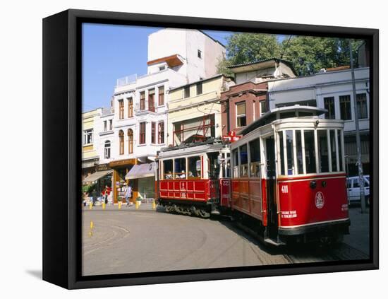 Trams on Istikal Cad, Beyoglu Quarter, Istanbul, Turkey-Bruno Morandi-Framed Stretched Canvas