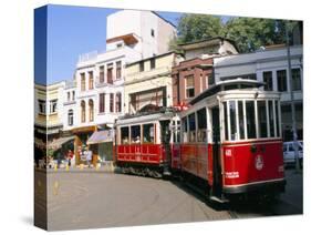 Trams on Istikal Cad, Beyoglu Quarter, Istanbul, Turkey-Bruno Morandi-Stretched Canvas