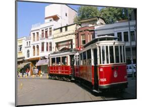Trams on Istikal Cad, Beyoglu Quarter, Istanbul, Turkey-Bruno Morandi-Mounted Photographic Print