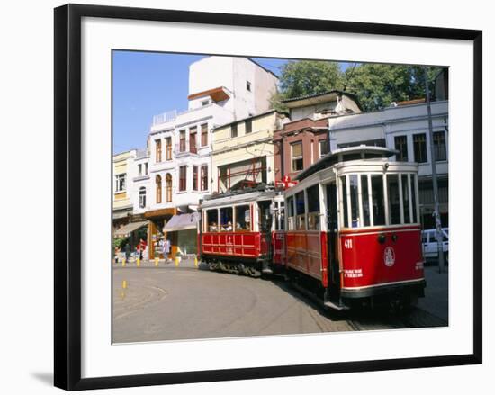 Trams on Istikal Cad, Beyoglu Quarter, Istanbul, Turkey-Bruno Morandi-Framed Photographic Print