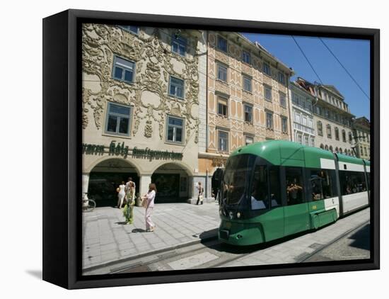 Trams Run Along Herrengasse, Stop at Hauptplatz in Main Street of Old Town, Graz, Styria, Austria-Ken Gillham-Framed Stretched Canvas