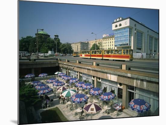 Trams Running Close to a Cafe on G Dimitrov Street in Sofia, Bulgaria, Europe-Richardson Rolf-Mounted Photographic Print