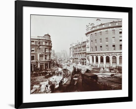 Tramway Electrification at the Junction of Goswell Road and Old Street, London, 1906-null-Framed Photographic Print