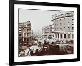 Tramway Electrification at the Junction of Goswell Road and Old Street, London, 1906-null-Framed Photographic Print