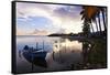 Tranguil Sunset in a Fishing Village-George Oze-Framed Stretched Canvas