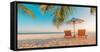 Tranquil Beach Scene. Exotic Tropical Beach Landscape for Background or Wallpaper. Design of Summer-icemanphotos-Framed Stretched Canvas