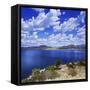 Tranquil Lake Against Cloudy Sky, Sardinia, Italy-null-Framed Stretched Canvas