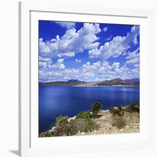 Tranquil Lake Against Cloudy Sky, Sardinia, Italy-null-Framed Photographic Print