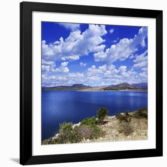 Tranquil Lake Against Cloudy Sky, Sardinia, Italy-null-Framed Photographic Print