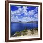 Tranquil Lake Against Cloudy Sky, Sardinia, Italy-null-Framed Photographic Print