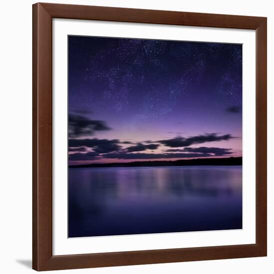 Tranquil Lake Against Starry Sky, Russia-null-Framed Photographic Print